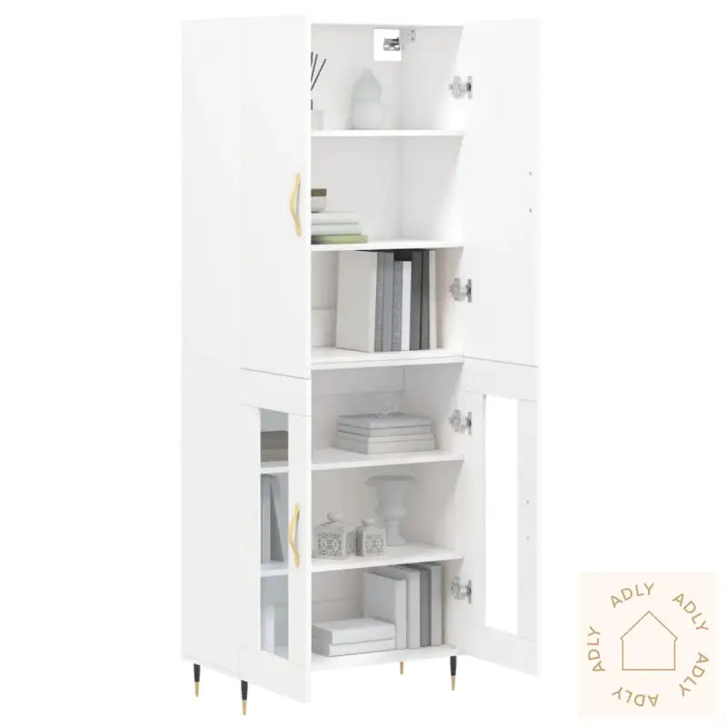 Highboard Hvit 69,5X34X180 Cm Konstruert Tre