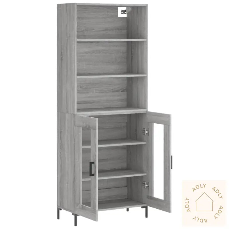 Highboard Grå Sonoma 69,5X34X180 Cm Konstruert Tre