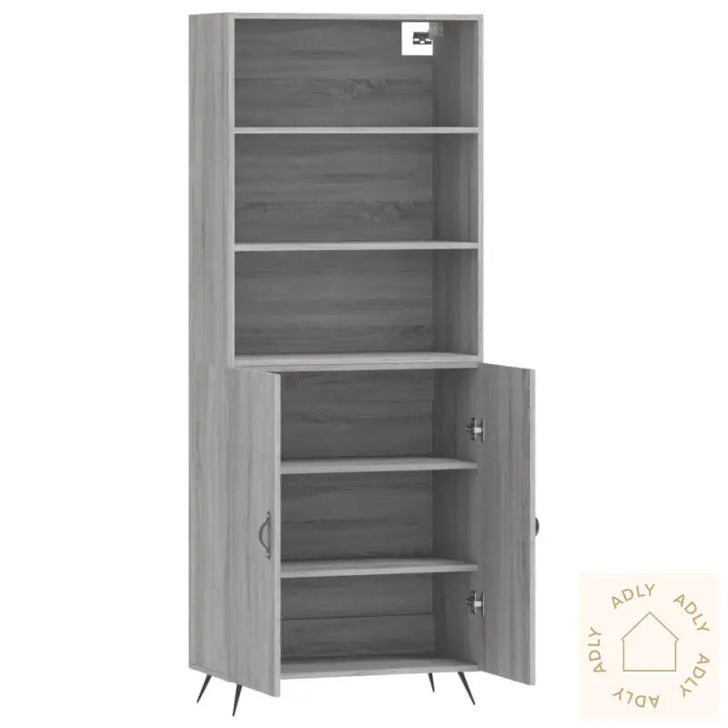 Highboard Grå Sonoma 69,5X34X180 Cm Konstruert Tre