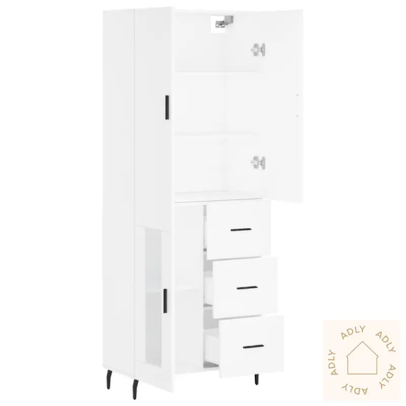 Highboard Hvit 69,5X34X180 Cm Konstruert Tre