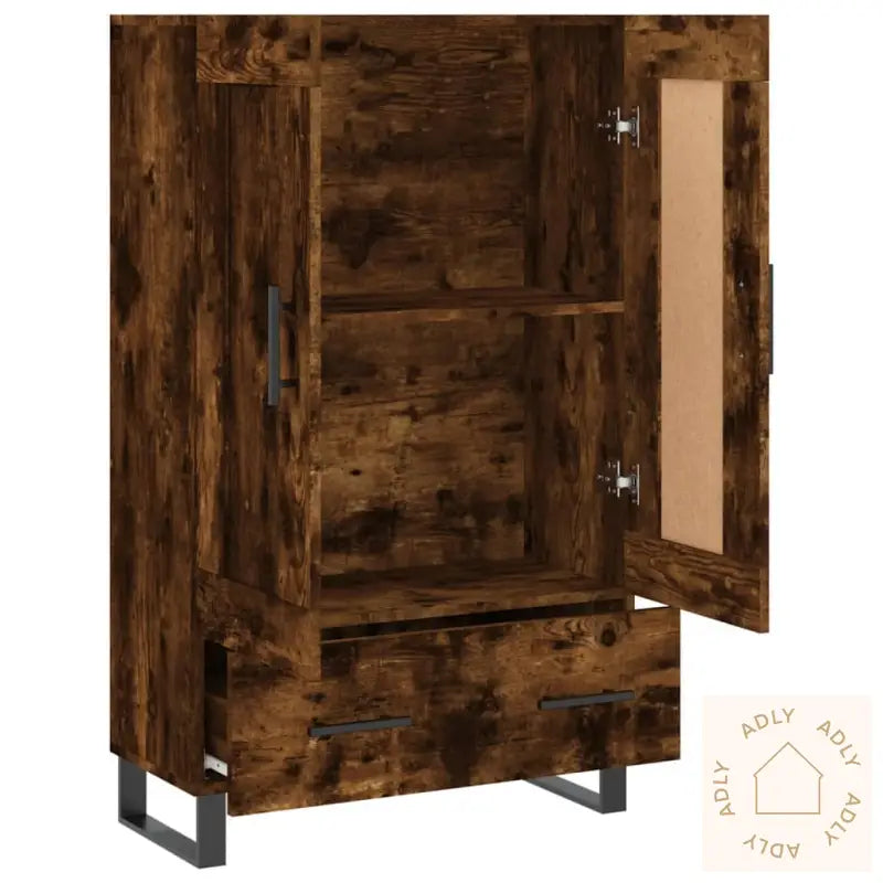 Highboard Røkt Eik 69,5X31X115 Cm Konstruert Tre