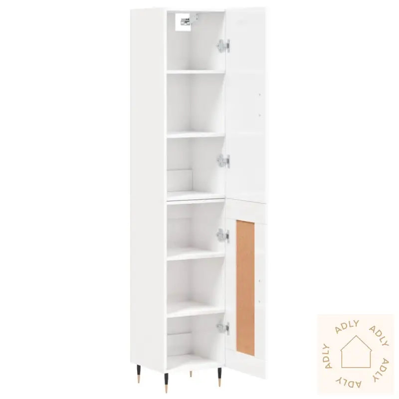 Highboard Høyglans Hvit 34,5X34X180 Cm Konstruert Tre