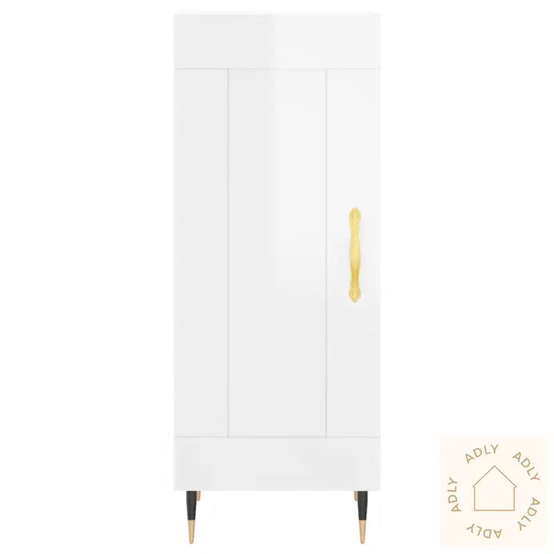 Highboard Høyglans Hvit 34,5X34X180 Cm Konstruert Tre