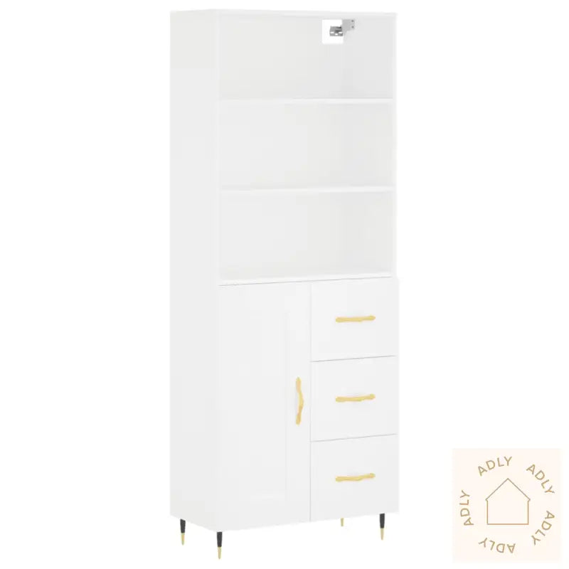 Highboard Hvit 69,5X34X180 Cm Konstruert Tre