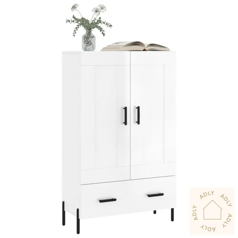 Highboard Høyglans Hvit 69,5X31X115 Cm Konstruert Tre