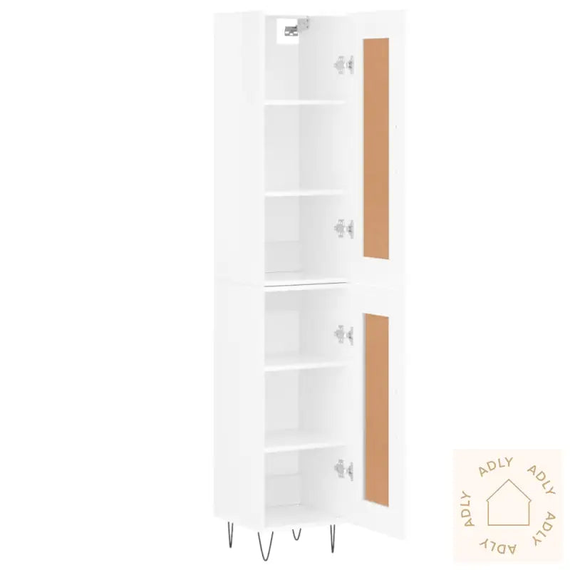 Highboard Høyglans Hvit 34,5X34X180 Cm Konstruert Tre