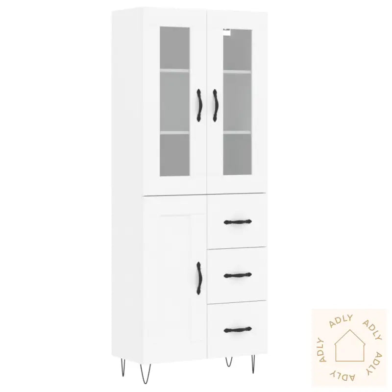 Highboard Hvit 69,5X34X180 Cm Konstruert Tre