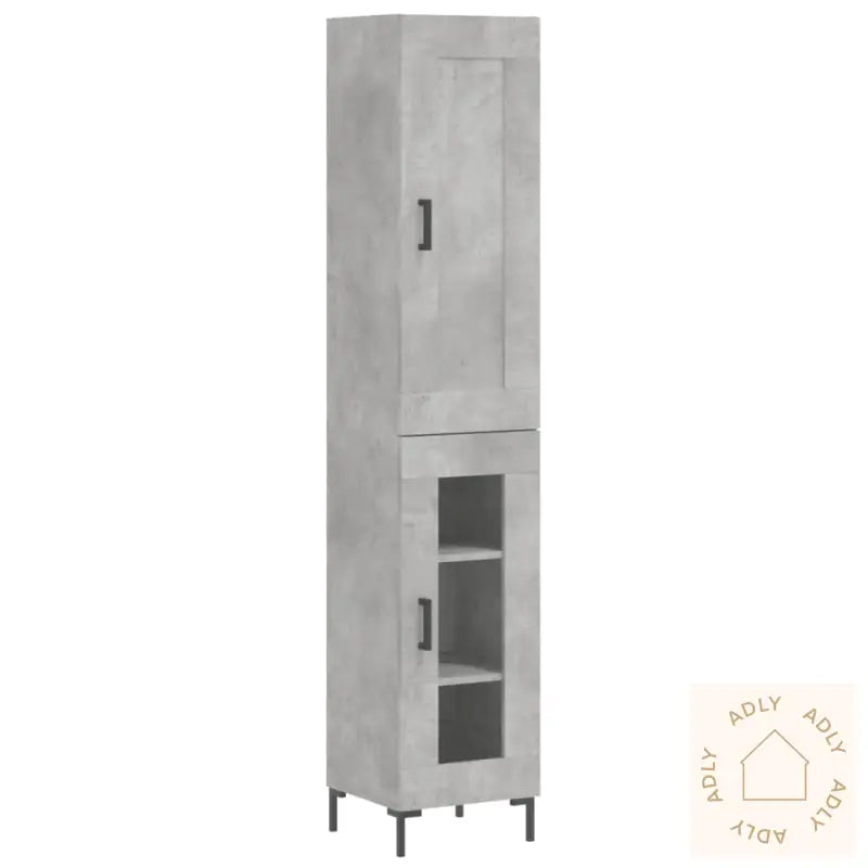 Highboard Betonggrå 34,5X34X180 Cm Konstruert Tre
