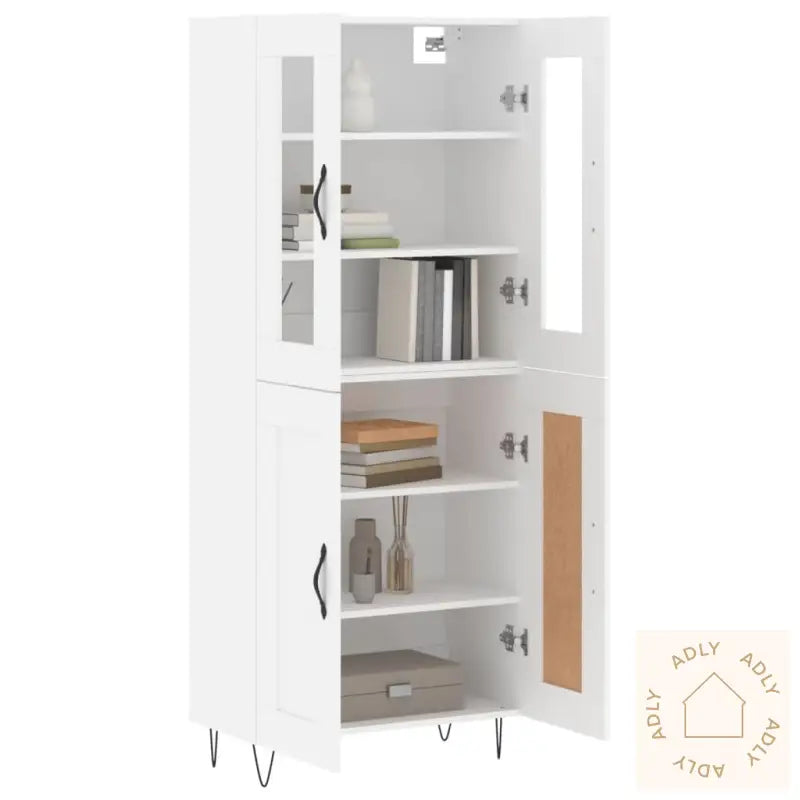 Highboard Hvit 69,5X34X180 Cm Konstruert Tre