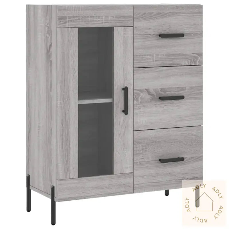 Highboard Grå Sonoma 69,5X34X180 Cm Konstruert Tre
