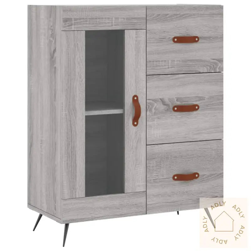 Highboard Grå Sonoma 69,5X34X180 Cm Konstruert Tre