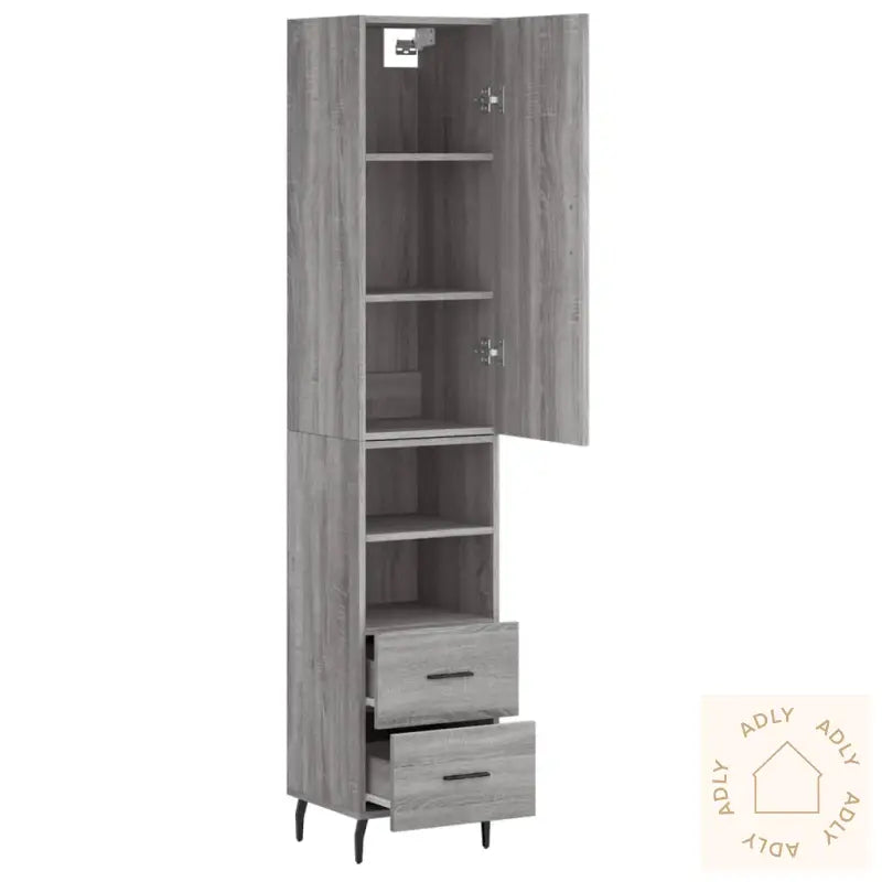 Highboard Grå Sonoma 34,5X34X180 Cm Konstruert Tre