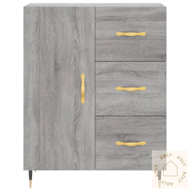 Highboard Grå Sonoma 69,5X34X180 Cm Konstruert Tre