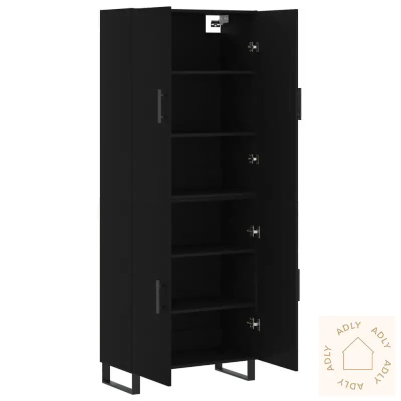 Highboard Svart 69,5X34X180 Cm Konstruert Tre