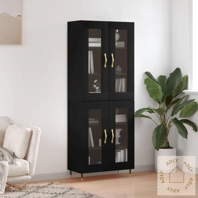 Highboard Svart 69,5X34X180 Cm Konstruert Tre