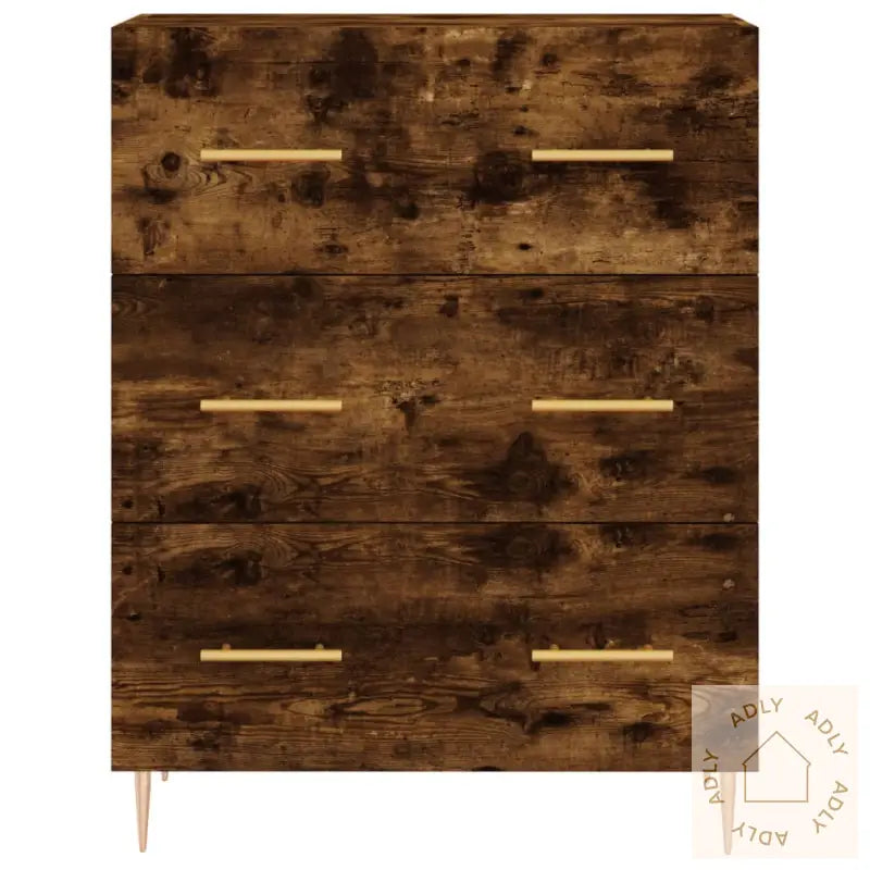 Highboard Røkt Eik 69,5X34X180 Cm Konstruert Tre