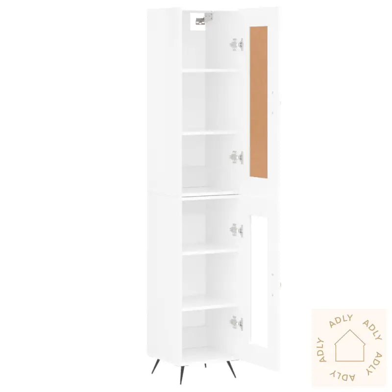 Highboard Høyglans Hvit 34,5X34X180 Cm Konstruert Tre