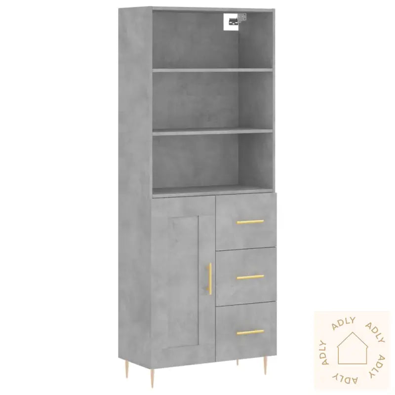 Highboard Betonggrå 69,5X34X180 Cm Konstruert Tre