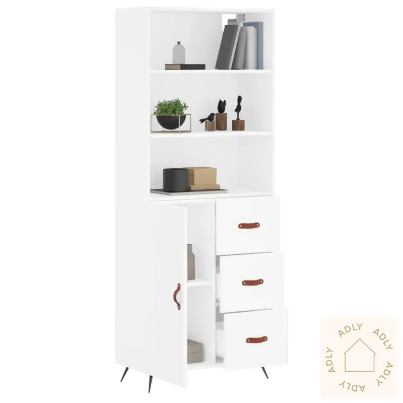 Highboard Hvit 69,5X34X180 Cm Konstruert Tre