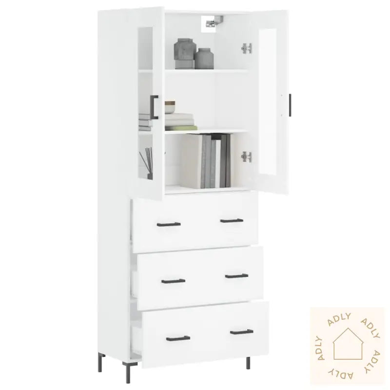 Highboard Hvit 69,5X34X180 Cm Konstruert Tre