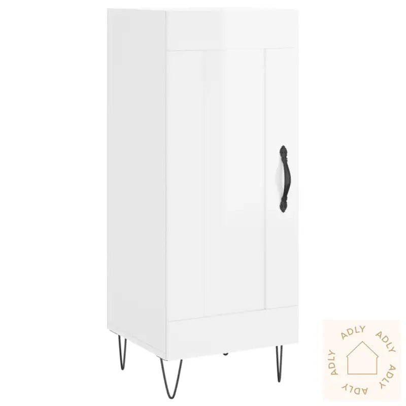 Highboard Høyglans Hvit 34,5X34X180 Cm Konstruert Tre