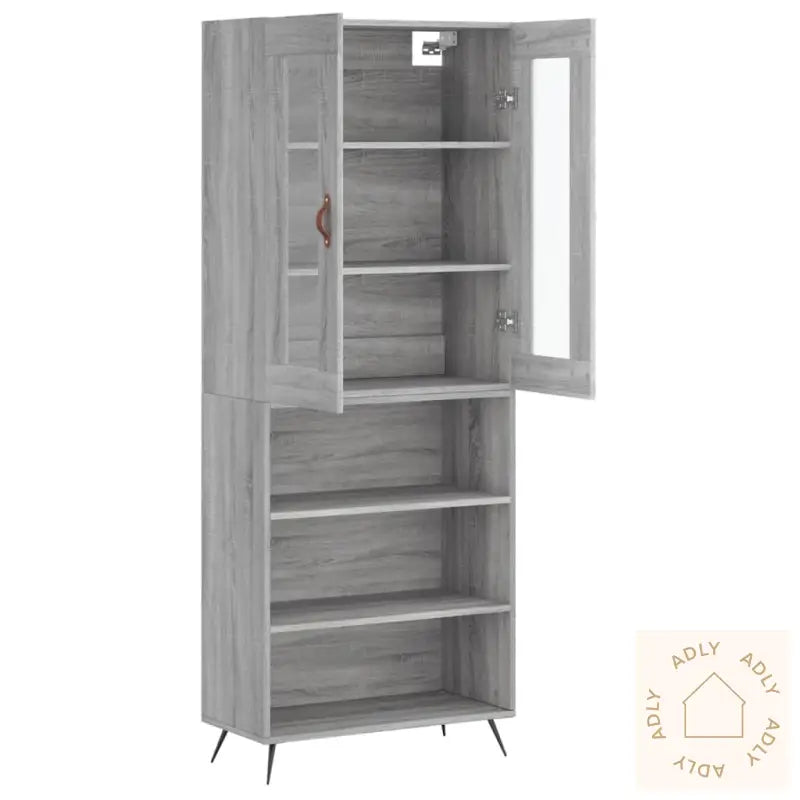 Highboard Grå Sonoma 69,5X34X180 Cm Konstruert Tre