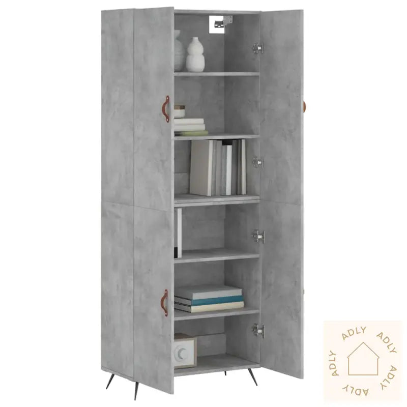 Highboard Betonggrå 69,5X34X180 Cm Konstruert Tre