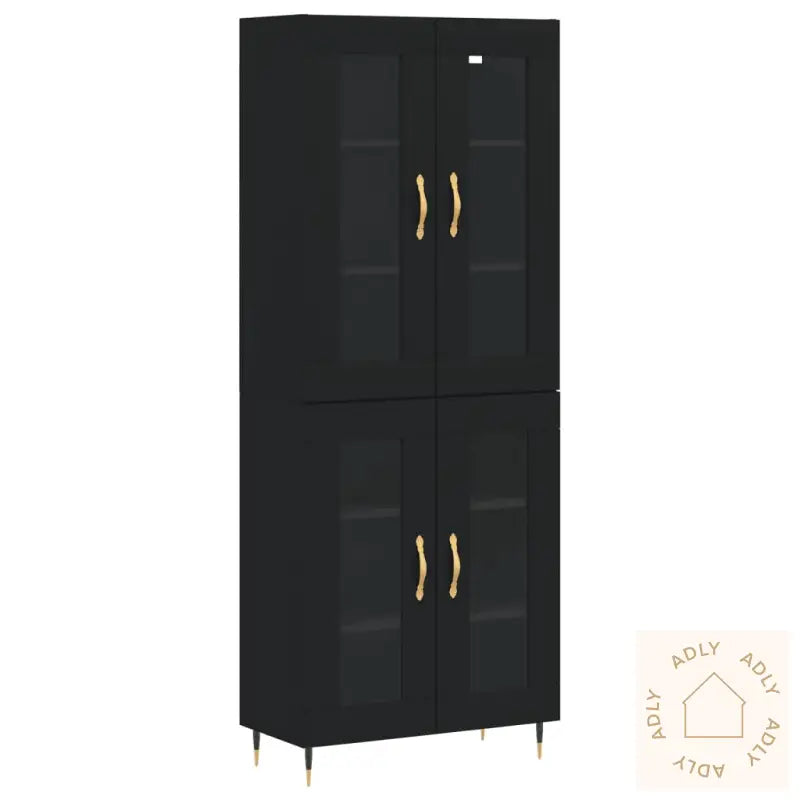Highboard Svart 69,5X34X180 Cm Konstruert Tre
