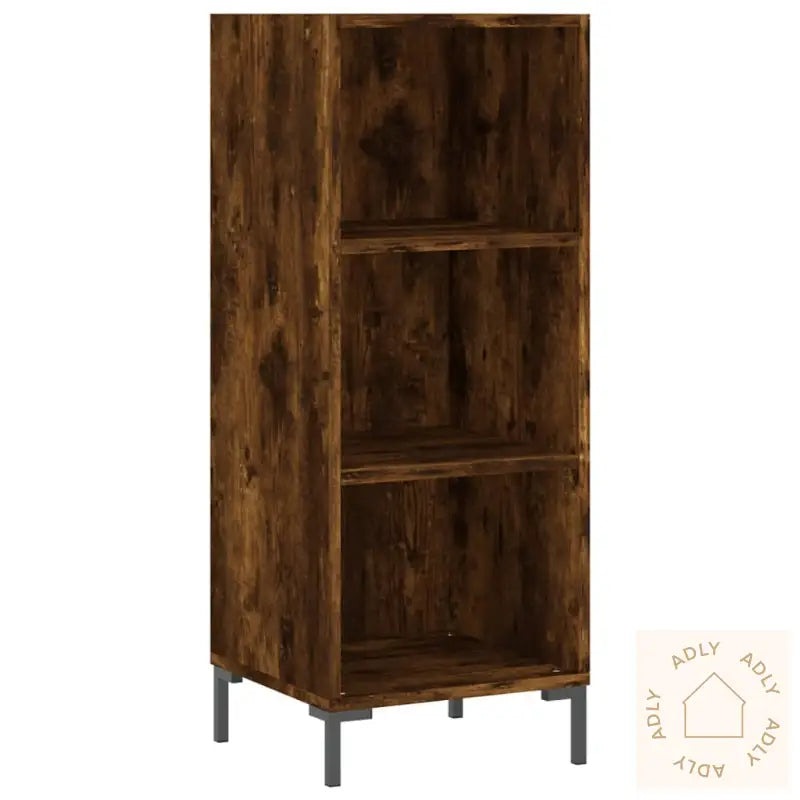 Highboard Røkt Eik 34,5X34X180 Cm Konstruert Tre
