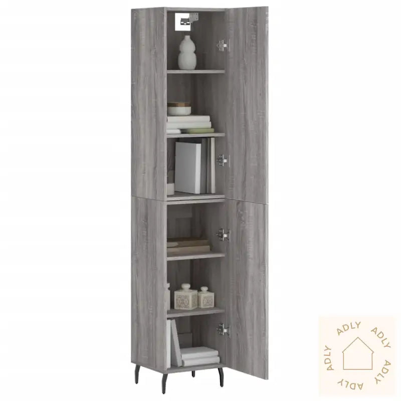 Highboard Grå Sonoma 34,5X34X180 Cm Konstruert Tre