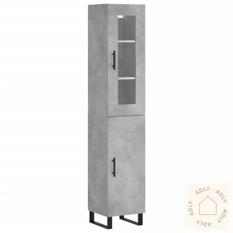 Highboard Betonggrå 34,5X34X180 Cm Konstruert Tre