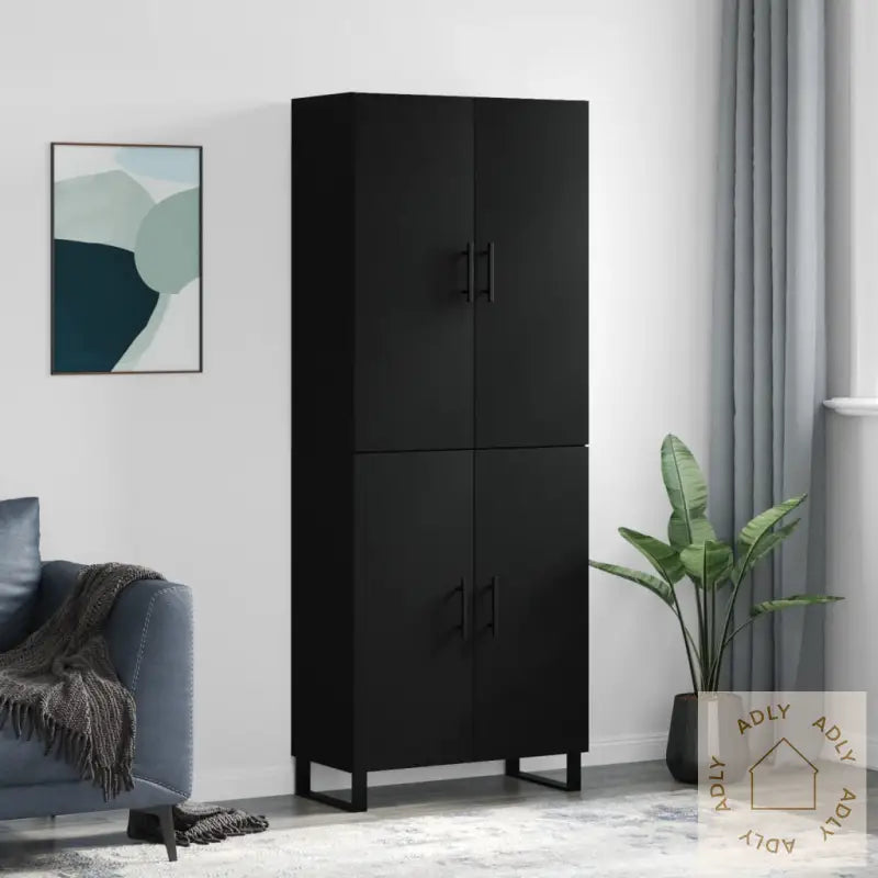 Highboard Svart 69,5X34X180 Cm Konstruert Tre