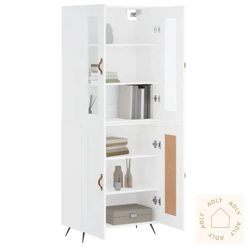 Highboard Hvit 69,5X34X180 Cm Konstruert Tre