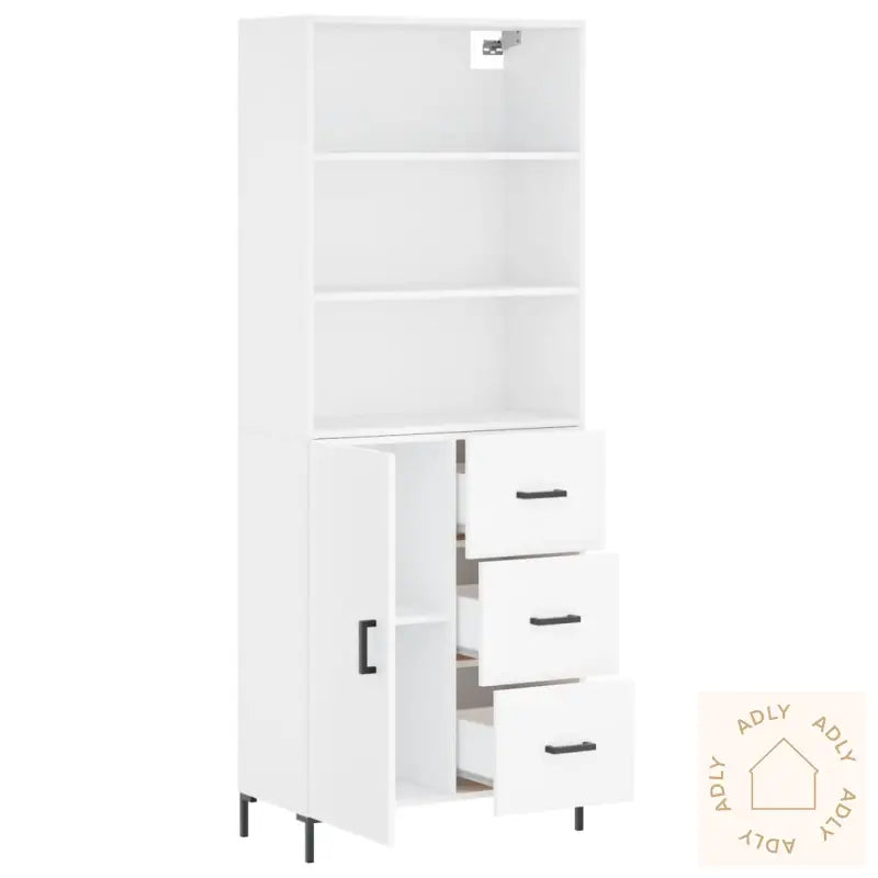 Highboard Hvit 69,5X34X180 Cm Konstruert Tre