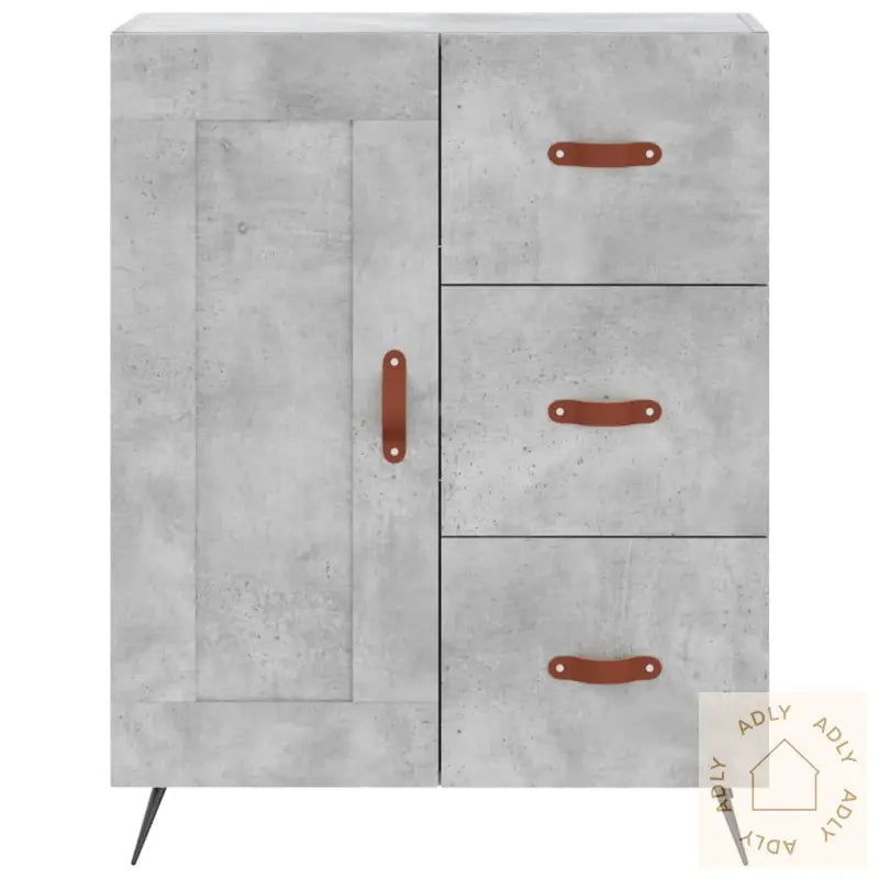 Highboard Betonggrå 69,5X34X180 Cm Konstruert Tre