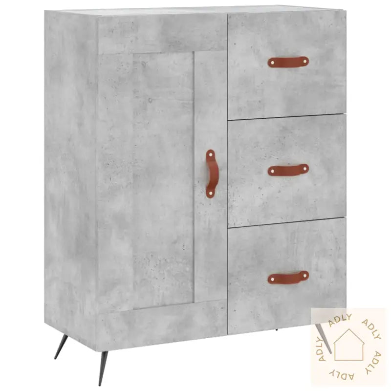 Highboard Betonggrå 69,5X34X180 Cm Konstruert Tre