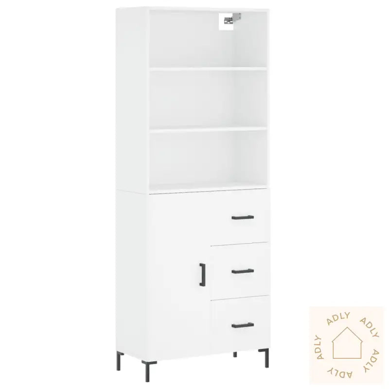 Highboard Hvit 69,5X34X180 Cm Konstruert Tre