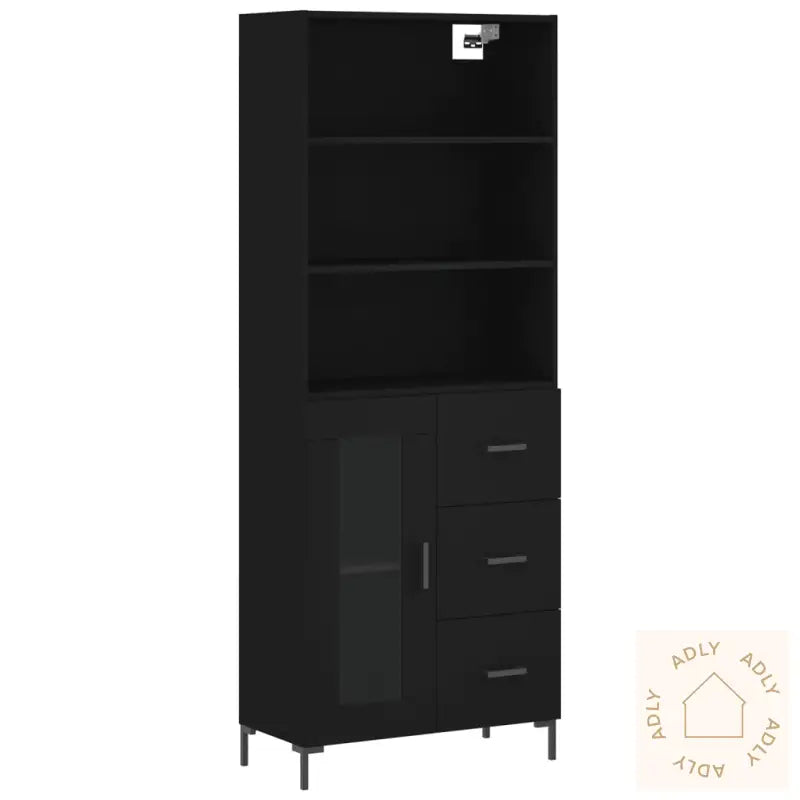 Highboard Svart 69,5X34X180 Cm Konstruert Tre