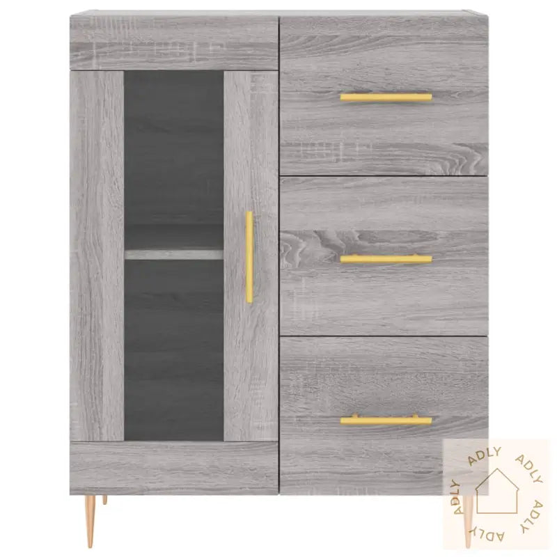 Highboard Grå Sonoma 69,5X34X180 Cm Konstruert Tre