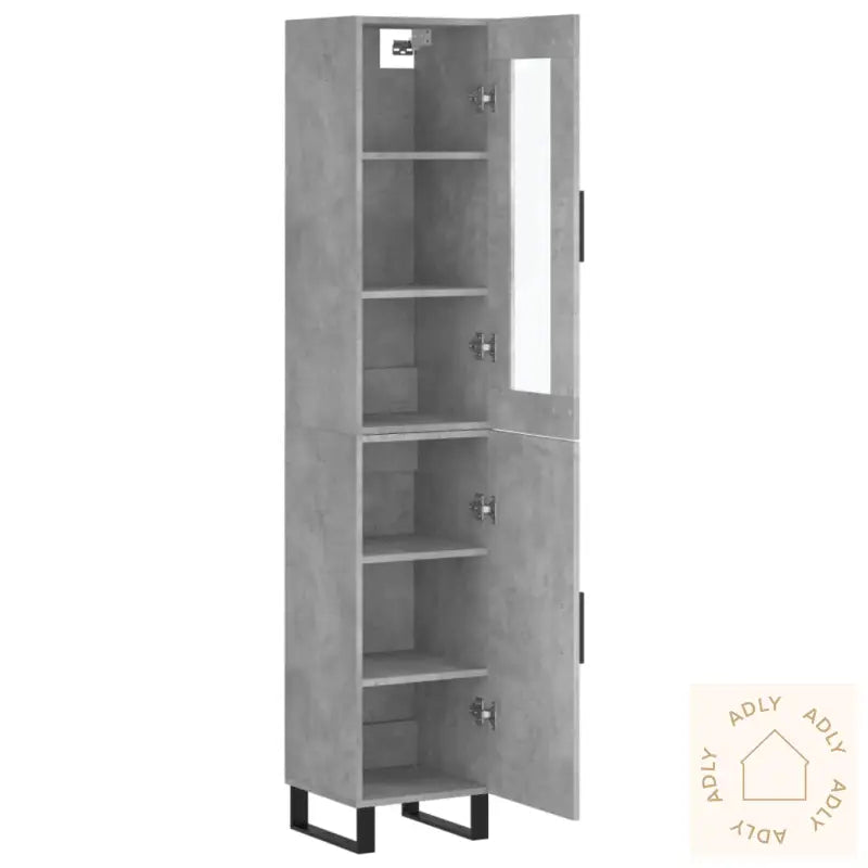 Highboard Betonggrå 34,5X34X180 Cm Konstruert Tre