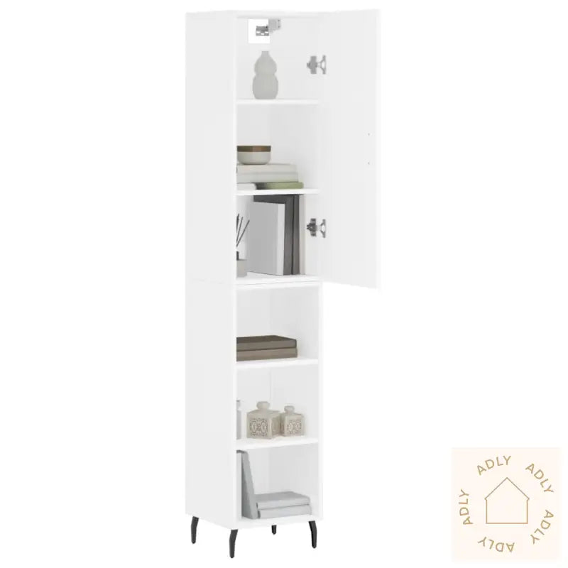 Highboard Hvit 34,5X34X180 Cm Konstruert Tre