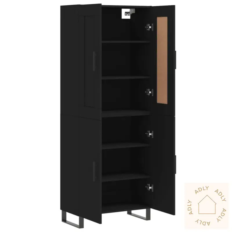 Highboard Svart 69,5X34X180 Cm Konstruert Tre