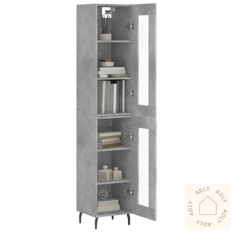 Highboard Betonggrå 34,5X34X180 Cm Konstruert Tre