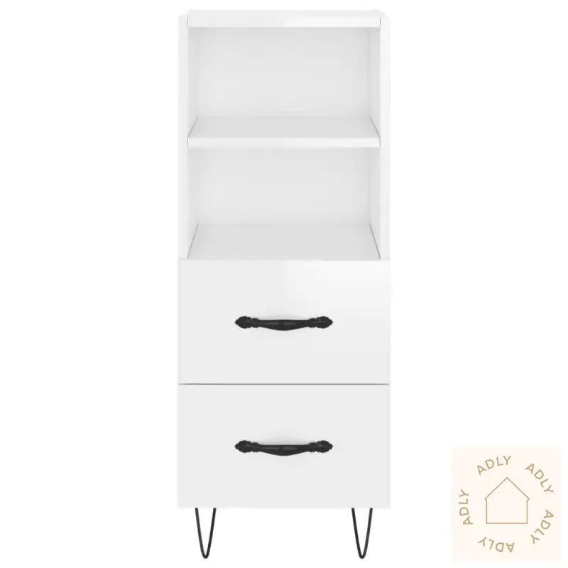 Highboard Høyglans Hvit 34,5X34X180 Cm Konstruert Tre
