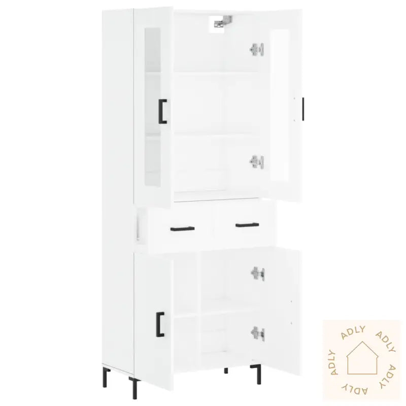 Highboard Hvit 69,5X34X180 Cm Konstruert Tre
