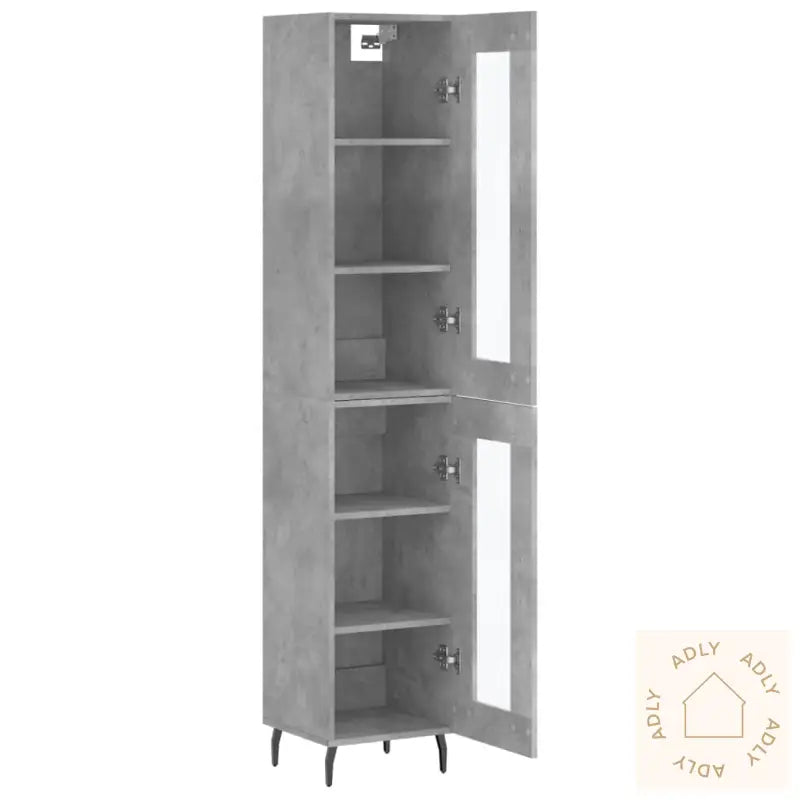 Highboard Betonggrå 34,5X34X180 Cm Konstruert Tre