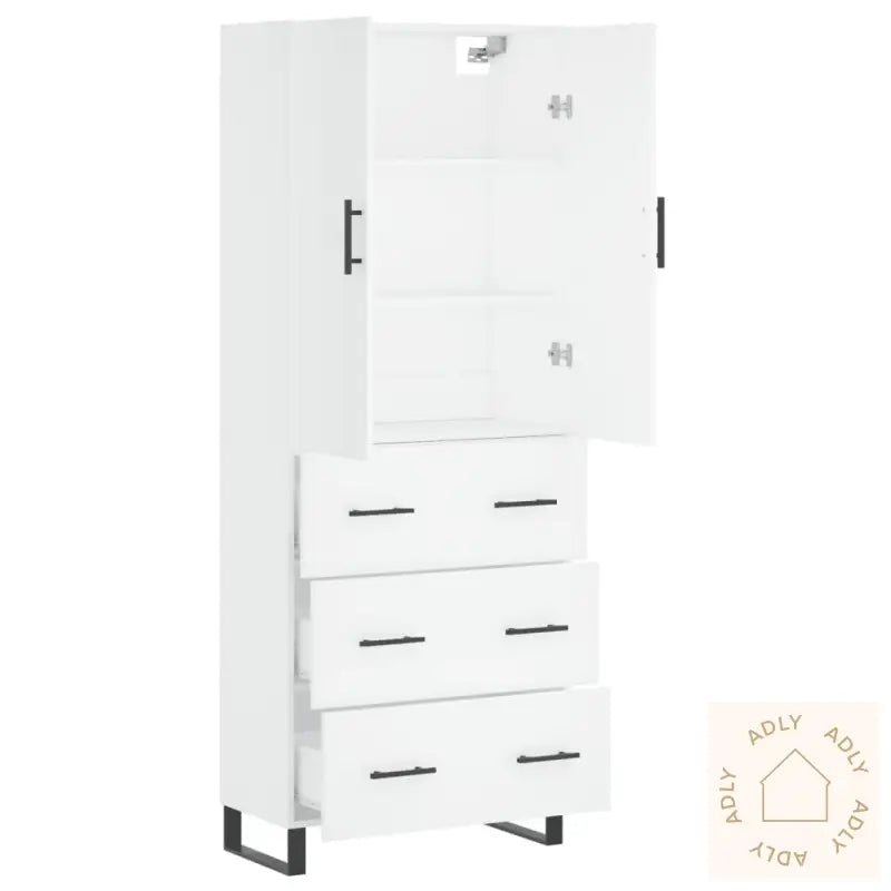Highboard Hvit 69,5X34X180 Cm Konstruert Tre