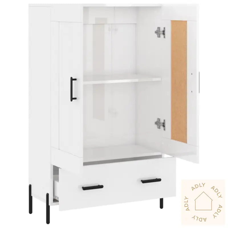 Highboard Høyglans Hvit 69,5X31X115 Cm Konstruert Tre