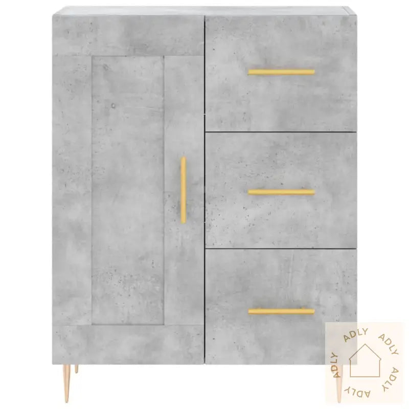 Highboard Betonggrå 69,5X34X180 Cm Konstruert Tre