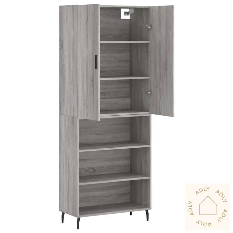 Highboard Grå Sonoma 69,5X34X180 Cm Konstruert Tre